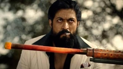 Yash in a still from KGF: Chapter 2.