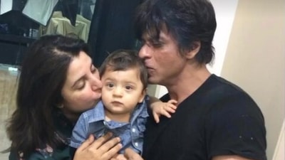 Farah Khan shares a picture of her with AbRam Khan and Shah Rukh Khan. Farah Khan shares a picture of her with AbRam Khan and Shah Rukh Khan.