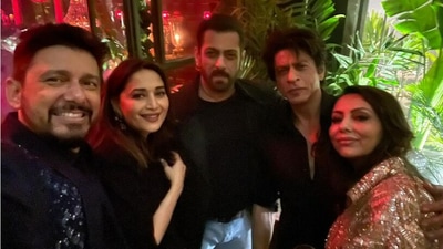 Shriram Nene, Madhuri Dixit, Salman Khan, Shah Rukh Khan, and Gauri Khan in a picture. Shriram Nene, Madhuri Dixit, Salman Khan, Shah Rukh Khan, and Gauri Khan in a picture.