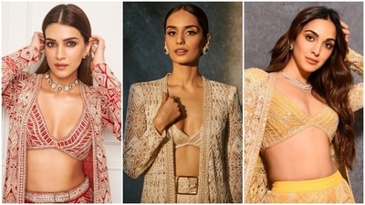 Kriti Sanon, Manushi Chhillar or Kiara Advani, which diva wore the stunning bralette and sharara set better? (Instagram) Kriti Sanon, Manushi Chhillar or Kiara Advani, which diva wore the stunning bralette and sharara set better? (Instagram)