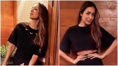Malaika Arora wears her 'heart on thighs' in a sizzling black crop top and mini skirt set in new pics (Instagram) Malaika Arora wears her 'heart on thighs' in a sizzling black crop top and mini skirt set in new pics (Instagram)