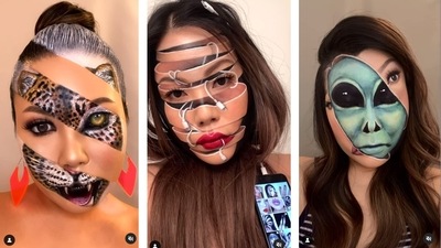 The images are taken from the makeup illusion video shared on Instagram. (Instagram/@mimles) The images are taken from the makeup illusion video shared on Instagram. (Instagram/@mimles)