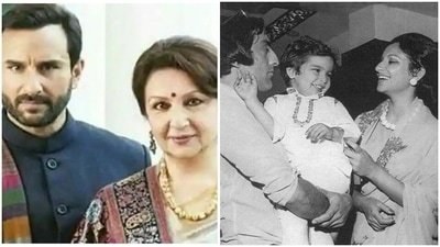 Left- Saif Ali Khan and Sharmila Tagore. Right- Saif Ali Khan with parents Mansoor Ali Khan Pataudi and Sharmila Tagore. Left- Saif Ali Khan and Sharmila Tagore. Right- Saif Ali Khan with parents Mansoor Ali Khan Pataudi and Sharmila Tagore.