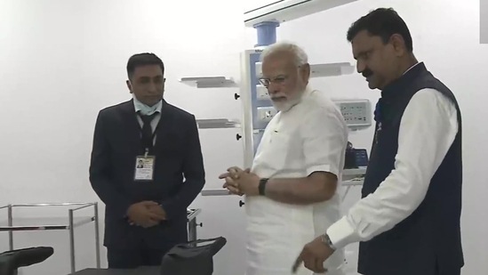 PM Modi also inspected the newly built Matushri KDP Multispeciality Hospital, which is managed by Shree Patel Seva Samaj.(ANI)