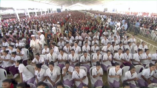 “When people's efforts connect with the Govt's efforts, our strength to serve increases. This modern hospital (KDP Multispeciality Hospital) in Rajkot is a major example for this,” Prime Minister Narendra Modi at a public function at Atkot, Rajkot.(PTI)