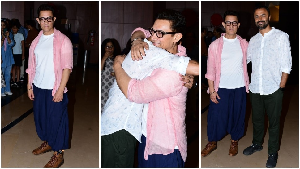 Aamir Khan hugged and posed with Laal Singh Chaddha director Advait Chandan.