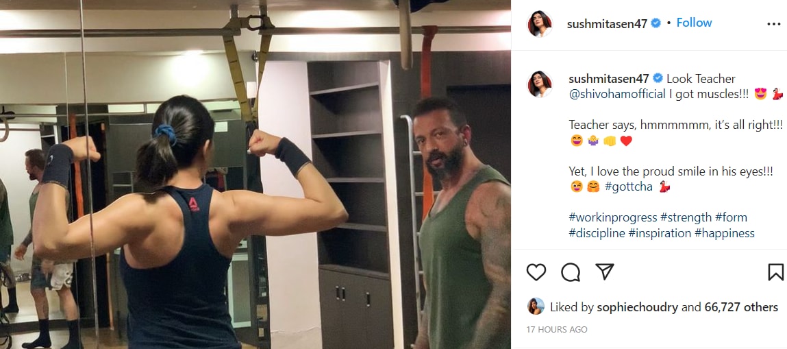 Sushmita Sen shows off her muscles in a new photo.