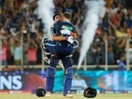 Gill took off his helmet and let out a roar after the shot sailed over the boundary.(BCCI) Gill took off his helmet and let out a roar after the shot sailed over the boundary.(BCCI)