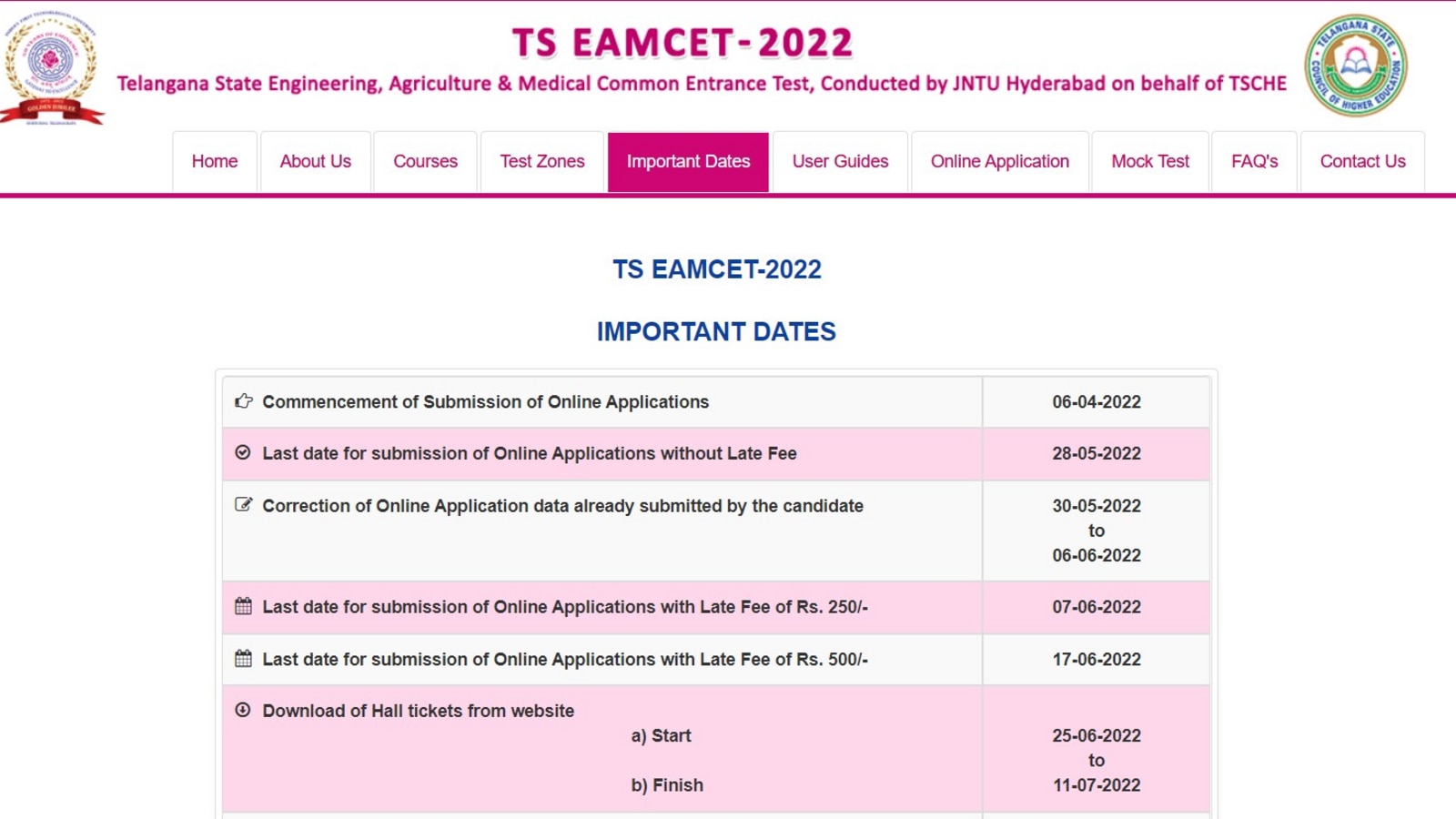 TS EAMCET 2022: Application correction process begins tomorrow