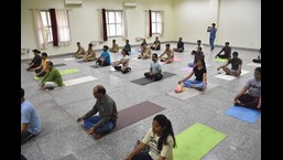 A yoga practice session under way at BBAU in Lucknow (Sourced)