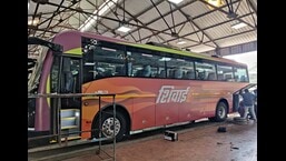 The Pune division of the Maharashtra State Road Transport Corporation (MSRTC) is preparing to run the first electric bus (e-bus) from Pune to Ahmednagar. (Rahul Raut/HT PHOTO)