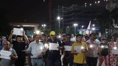 Residents of Supertech Ecovillage-2 hold a protest against in Greater Noida (West) on Sunday. (Sourced)