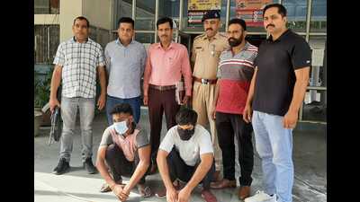 Accused in police custody on Sunday. (HT Photo)