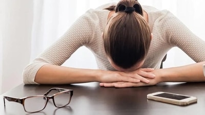 2. Fatigue: When there is little progesterone in the body, it can make it harder for you to get a good night’s sleep. This can cause fatigue. A majority of women will feel dull due to cramping, abdominal pain and insufficient sleep but you will get back on track after menstruation is over. If you tend to experience fatigue without menstruation, then it can be due to other reasons which you should get checked with the doctor. (Shutterstock) 2. Fatigue: When there is little progesterone in the body, it can make it harder for you to get a good night’s sleep. This can cause fatigue. A majority of women will feel dull due to cramping, abdominal pain and insufficient sleep but you will get back on track after menstruation is over. If you tend to experience fatigue without menstruation, then it can be due to other reasons which you should get checked with the doctor. (Shutterstock)
