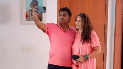 Johnny Lever with his wife Sujatha Lever. Johnny Lever with his wife Sujatha Lever.