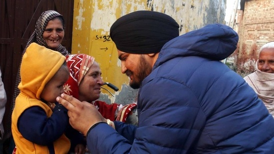File photo of Sidhu Moose Wala campaigning for the Assembly election where he contested on a Congress ticket from Mansa.(HT Print) File photo of Sidhu Moose Wala campaigning for the Assembly election where he contested on a Congress ticket from Mansa.(HT Print)