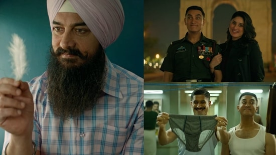 Aamir Khan, Kareena Kapoor, and Naga Chaitanya in the trailer of Laal Singh Chadha.
