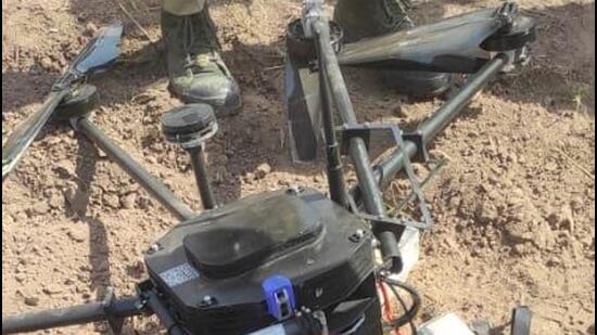 The drone was coming from the border side and was shot down in the Talli Hariya Chak area.