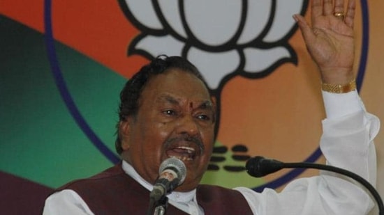 Former minister and BJP leader KS EshwarappaEshwarappa was forced to step down from the cabinet after a contractor ended his life and blamed the minister for harassing him for 40% commission to release payments for works carried out in Belagavi district in February last year. (HT File)