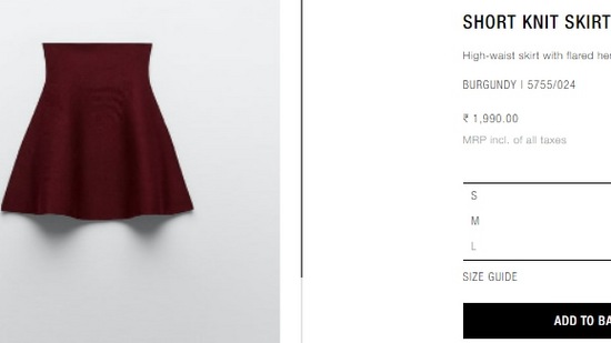 The price of the skirt Khushi wore in the picture.(zara.com)