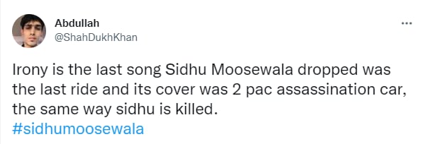 Tweet on Sidhu Moose Wala's song The Last Ride.
