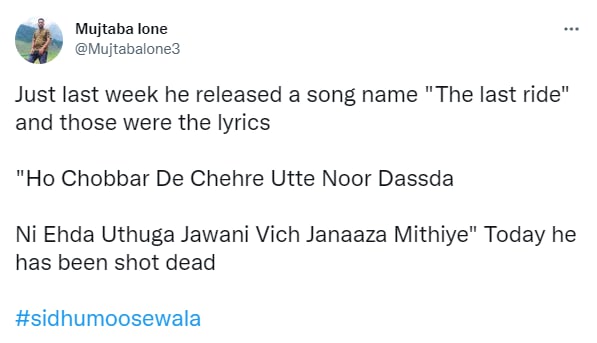 A fan pointed out how the song's lyrics referred to someone dying young.