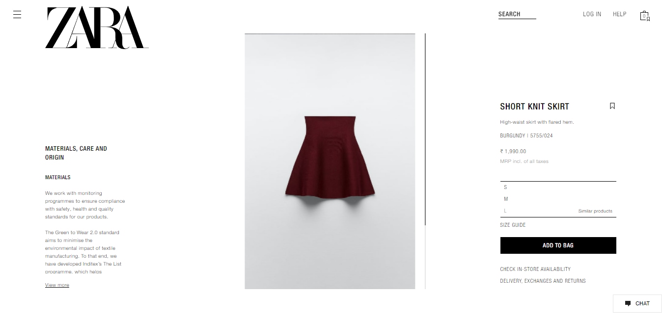 The price of the skirt Khushi wore in the picture. (zara.com)