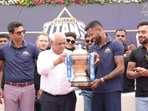 Gujarat CM Bhupendra Patel with IPL 2022 champions Gujarat Titans (twitter/@Bhupendrabjp) Gujarat CM Bhupendra Patel with IPL 2022 champions Gujarat Titans (twitter/@Bhupendrabjp)