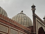 Middle dome finial of the Jama Masjid broke into three parts. (ANI Twitter)