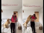 The golden retriever dog named Fira asking her pet parents to include her in their hug. Fira's video was shared on Instagram. (Instagram/@fira_the_piranha) The golden retriever dog named Fira asking her pet parents to include her in their hug. Fira's video was shared on Instagram. (Instagram/@fira_the_piranha)