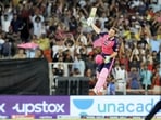 Jos Buttler of Rajasthan Royals celebrates his century during IPL 2022(IPL) Jos Buttler of Rajasthan Royals celebrates his century during IPL 2022(IPL)
