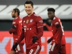 Bayern Munich's Robert Lewandowski celebrates scoring a goal