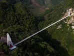 An aerial view of the Bach Long glass bridge at Moc Chau district in Son La province, Vietnam.&nbsp;