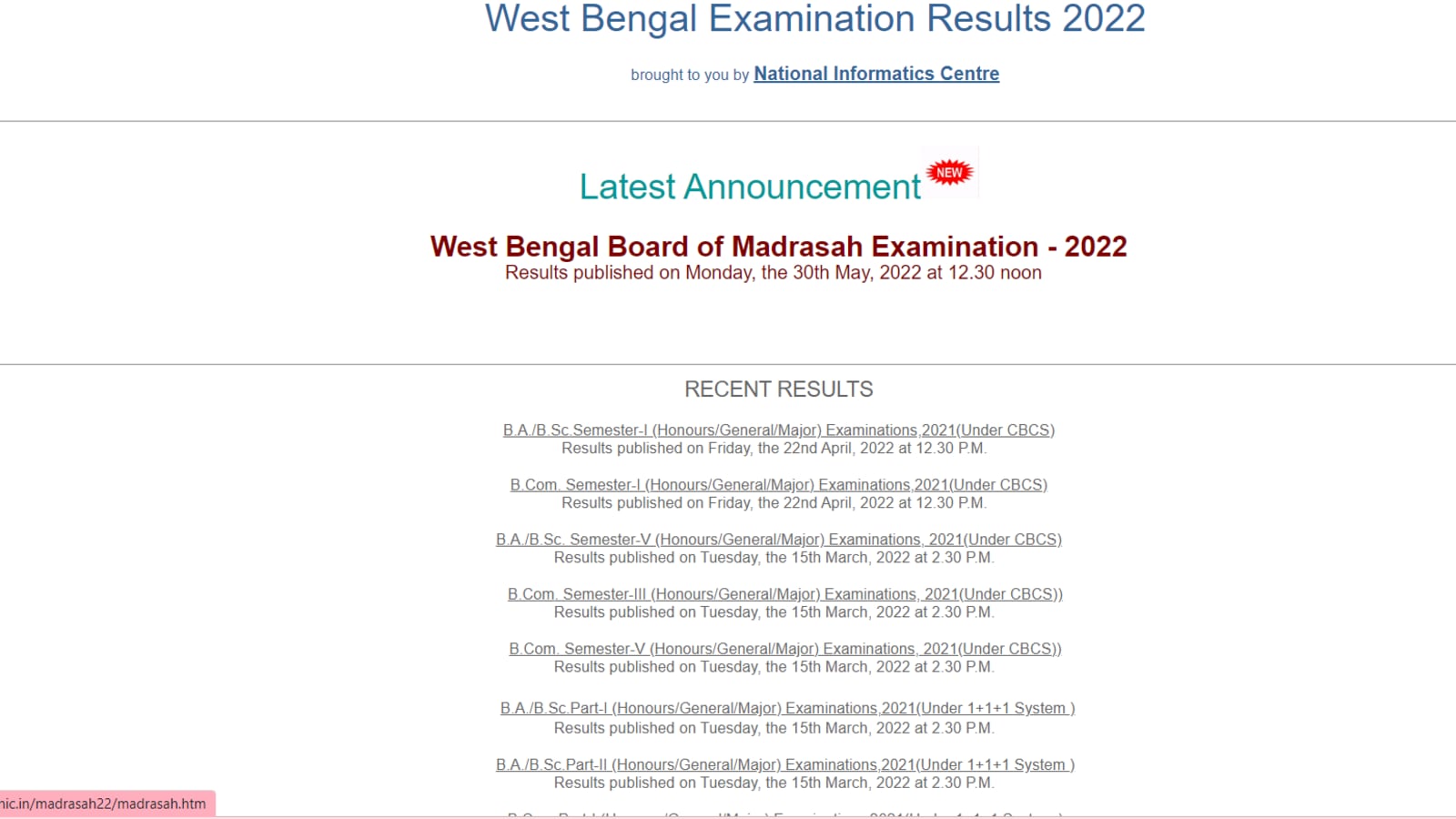 West Bengal board Madrasah exam result out at wbresults.nic.in, direct link here