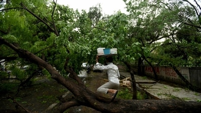 East and central parts of Delhi bore the maximum brunt of the storm that peppered the roads with broken tree branches. (Photo by Ajay Aggarwal/ Hindustan Times) East and central parts of Delhi bore the maximum brunt of the storm that peppered the roads with broken tree branches. (Photo by Ajay Aggarwal/ Hindustan Times)