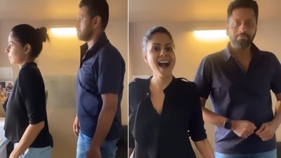 Chhavi Mittal shares a video with her husband Mohit. Chhavi Mittal shares a video with her husband Mohit.