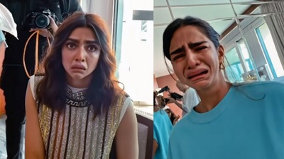 Deepika Padukone and her team try the crying face filter. Deepika Padukone and her team try the crying face filter.
