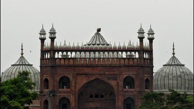The finial of Jama Masjid suffered damage due to heavy rain and thunderstorm, on Monday. (ANI) The finial of Jama Masjid suffered damage due to heavy rain and thunderstorm, on Monday. (ANI)