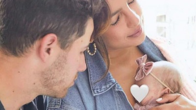Priyanka Chopra and Nick Jonas with their daughter Malti.