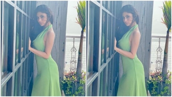 Mouni, for the lazy Sunday afternoon, chose a long green gown.(Instagram/@imouniroy)