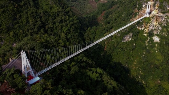 An aerial view of the Bach Long glass bridge at Moc Chau district in Son La province, Vietnam.&nbsp;(REUTERS)