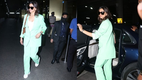 Deepika Padukone at Mumbai airport. (Varinder Chawla)