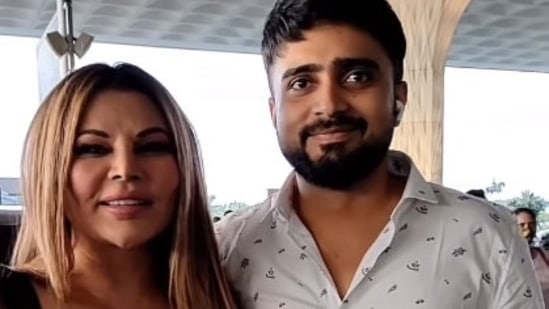 Rakhi Sawant with Adil Khan Durrani.&nbsp;