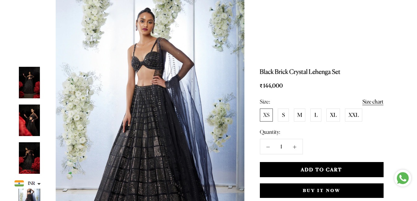 The lehenga and bralette set Kriti Sanon wore to the wedding reception party.&nbsp; (seemagujral.com)