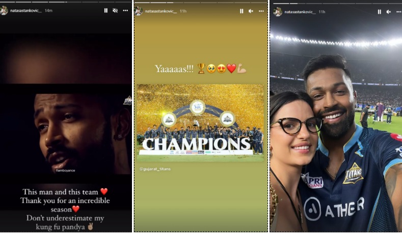 Natasa Stankovic shared a series of photos and videos after husband Hardik Pandya's team won IPL 2022.