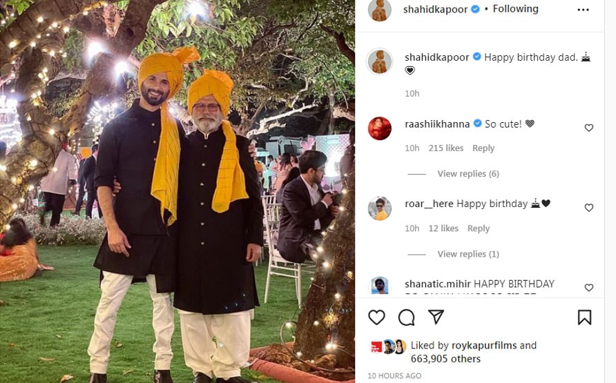 Shahid Kapoor wished Pankaj Kapur on Instagram.&nbsp;