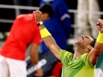 Spain's Rafael Nadal celebrates winning his quarter final match against Serbia's Novak Djokovic&nbsp;