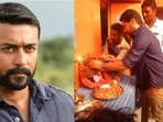 Suriya has visited the house of a fan who met with an accident. Suriya has visited the house of a fan who met with an accident.