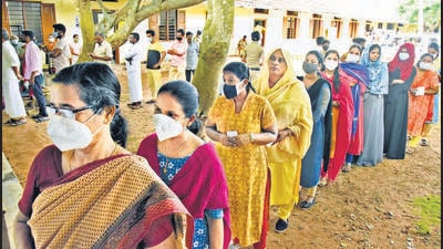 Despite the high-voltage campaigning from all parties, the voting percentage in the Thrikkakara by-election in Kochi dropped by two per cent on Tuesday as only 68.75% voted against the 71.12% in 2021, according to Kerala election commission statistics. (Satheesh As) Despite the high-voltage campaigning from all parties, the voting percentage in the Thrikkakara by-election in Kochi dropped by two per cent on Tuesday as only 68.75% voted against the 71.12% in 2021, according to Kerala election commission statistics. (Satheesh As)