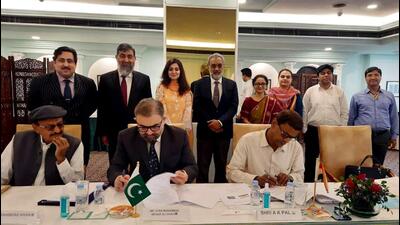 The Indian delegation was led by AK Pal, the Indian commissioner for Indus waters, and the Pakistan delegation was headed by Syed Muhammad Mehar Ali Shah, the Pakistani commissioner at the 118th meeting of the Permanent Indus Commission in New Delhi on Tuesday. (TWITTER.)
